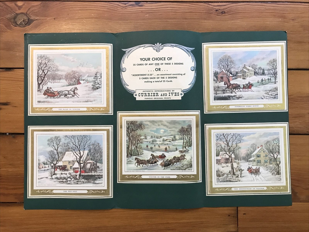 Vintage Mid Century 1950s Currier & Ives Personalized Christmas Card Catalog